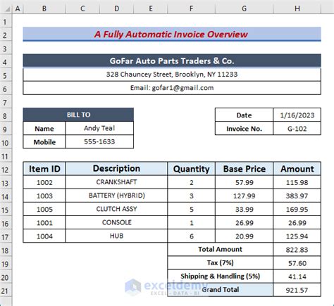 How To Create Fully Automatic Invoice In Excel With Easy Steps