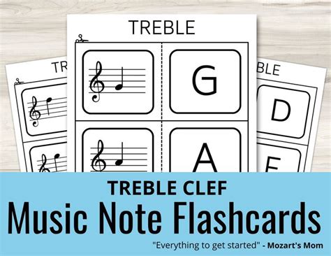 Treble Clef Music Note Flash Cards Printable At Home Flashcards For