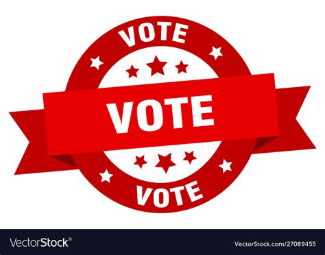 Vote Ribbon Vote Round Red Sign Vote Royalty Free Vector