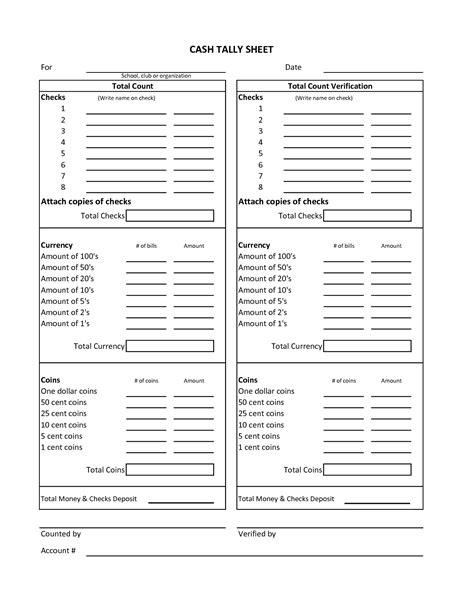 Free Printable Cash Drawer Count Sheet