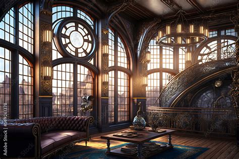 Steampunk Interior Design Fantasy Retro Hall In A Victorian House