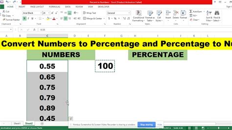 Convert Percentage To Numbers And Numbers To Percentage Excel Tutorial