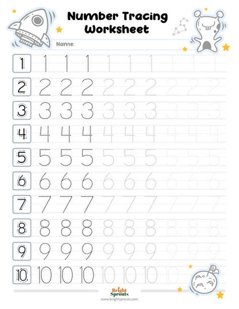 1 10 Number Tracing Worksheets Free Printable