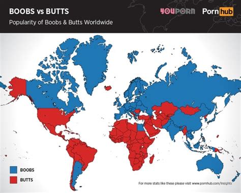 Грудь или попа карта показывающая что популярнее в разных странах