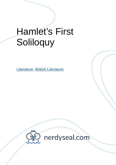 Hamlet S First Soliloquy Words NerdySeal