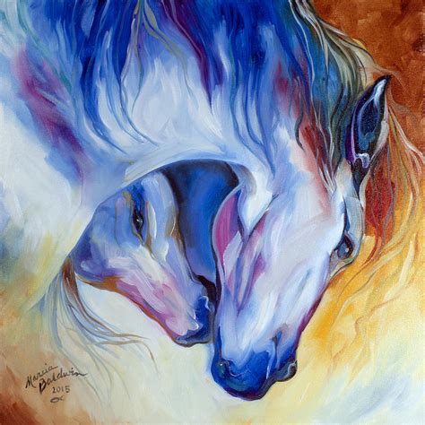 M Baldwin Original Oil Painting Eternal Bond Horse Love ~ Marcia