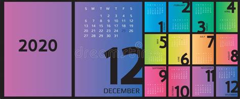 Calendar 2020 And 2021 Template 12 Months Include Holiday Event Stock