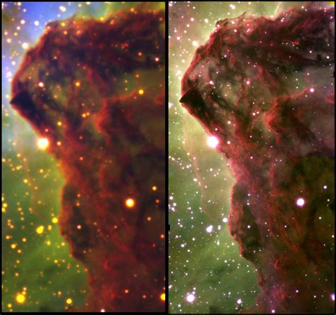 Two Near Infrared Images Of The Western Wall In The Carina Nebula The