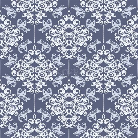 Luxury Blue Floral Damask Wallpaper Stock Vector Illustration Of