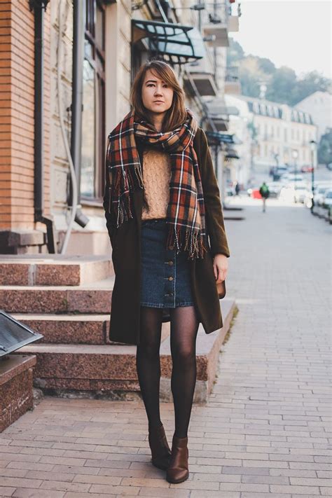 Fall Colors Fashion Denim Skirt Winter How To Wear Scarves