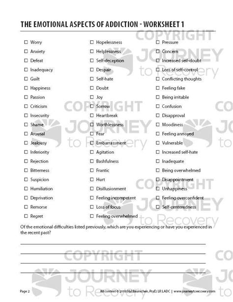 The Emotional Aspects Of Addiction Worksheet 1 Cod Journey To