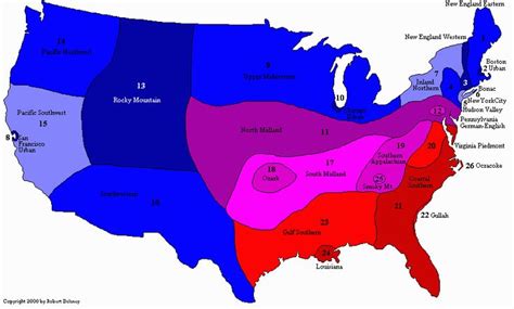 American English Dialects Map Linguistics American Accent American