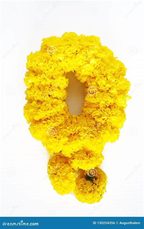 Closeup Of Yellow Marigold Flowers Garland Stock Photo Image Of Bloom
