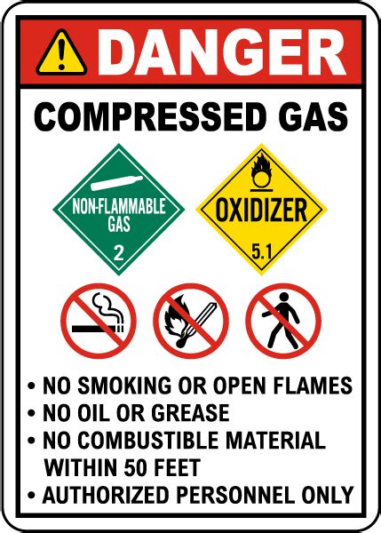 Danger Compressed Gas Sign Get Off Now