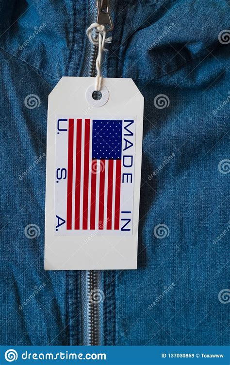 Made In Usa Paper Label Stock Image Image Of Backpack 137030869