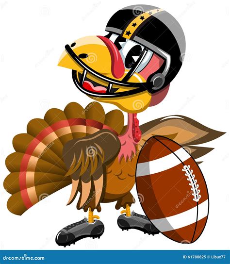 Thanksgiving Turkey Playing American Football Stock Vector Image