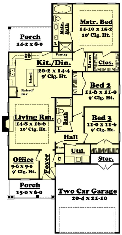 Cottage Plan 1700 Square Feet 3 Bedrooms 2 Bathrooms 041 00030