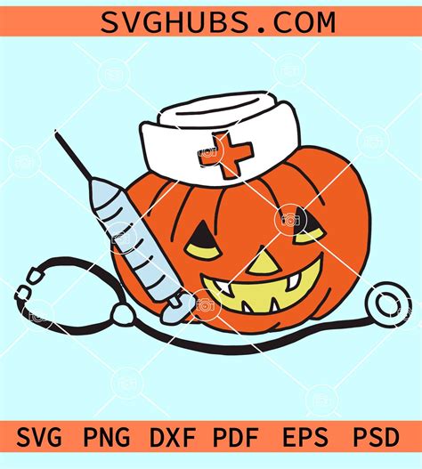 Halloween Nurse Svg Syringe Svg Stethoscope Svg Pumpkin Svg Spooky