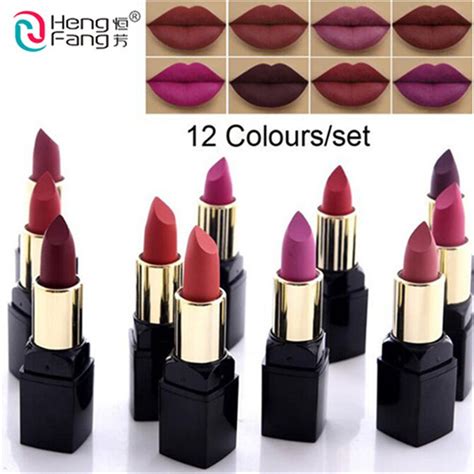 Hengfang Brand 12pcsset Lipstick Sex Lip Makeup Matte Velvet Lipstick