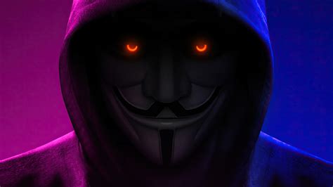 1366x768 Anonymous With Orange Eyes 1366x768 Resolution Wallpaper Hd