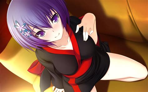 Cute Anime Girl Purple Hair Wallpaper 1680x1050 Resolution Wallpaper Download Best Wallpapernet