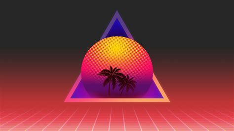 Colorful Synthwave Outrun Trees Moon Palm Trees 4k Hd Vaporwave