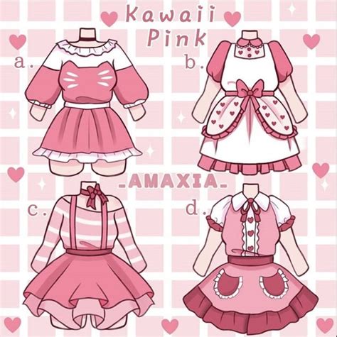 Amaxia Kawaii Pink Kawaii Clothes Dress Design Drawing Fashion