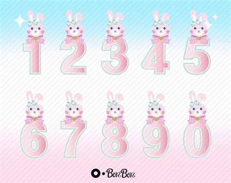 Easter Bunny Numbers Birtday Numbers Bunny Numbers Clipart Etsy