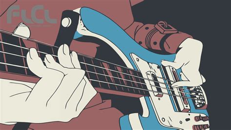Flcl Haruhara Haruko Anime Numbers Guitar Musical Instrument Bass