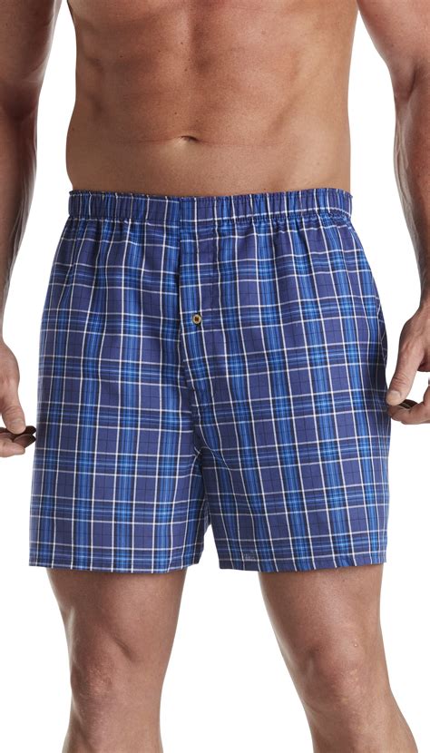 Harbor Bay By Dxl Big And Tall Mens Plaid Woven Boxers Blue 6xl Pack Of 3