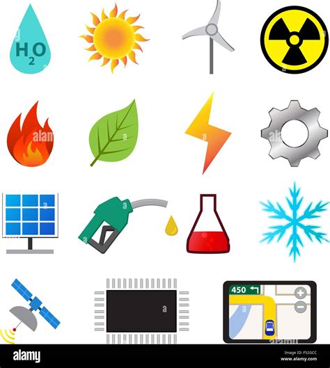 Set Of Power And Energy System In Flat Color Icons Vector Stock Vector