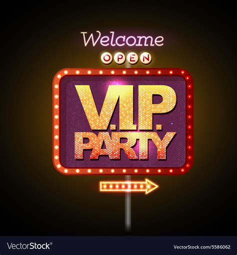 Neon Sign Vip Party Welcome Royalty Free Vector Image
