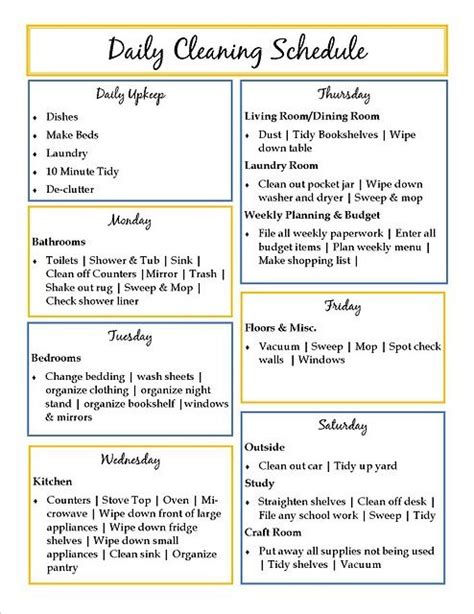 Pin By Glenna Renee On Diy Daily Cleaning Schedule Cleaning Schedule