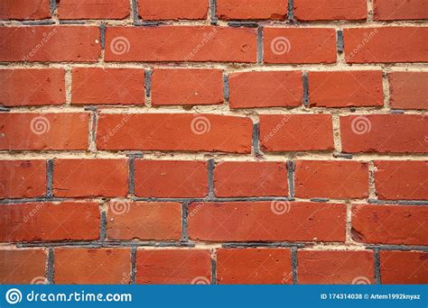 Vivid Red Brick Wall Rustic Textured Simple Background Outdoor Exterior