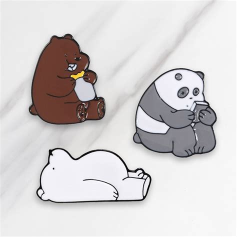 We Bare Bears Enamel Pin Grizzly Panda Ice Bear Badge Brooch Lapel Pin