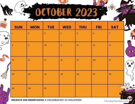 October 2023 Calendar 52 Free Pdf Printables