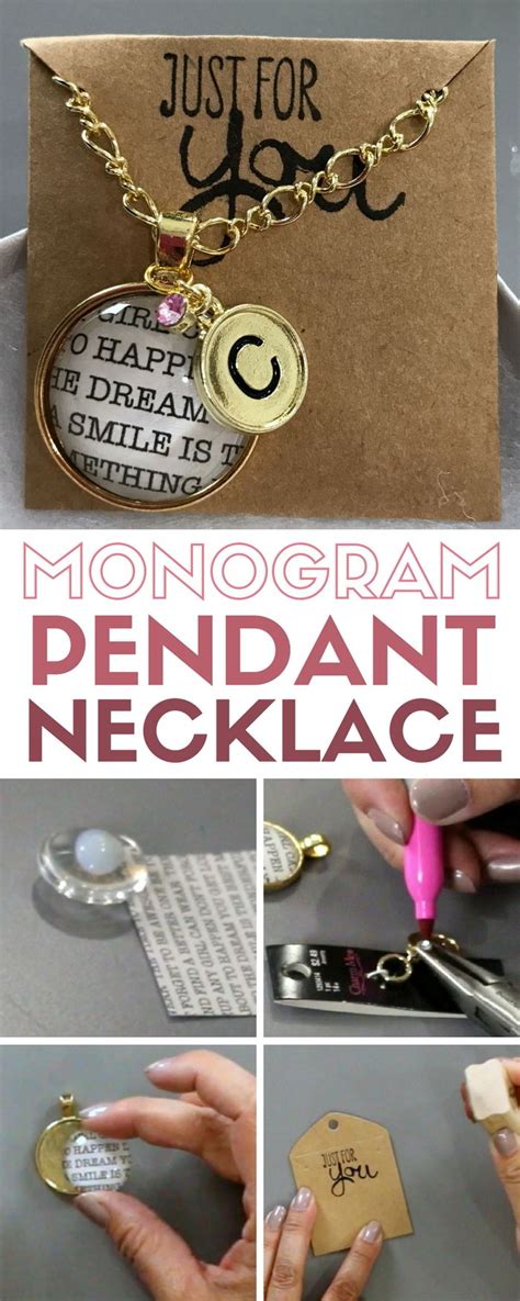 A Collage Of Photos Showing How To Make A Monogram Pendant Necklace For