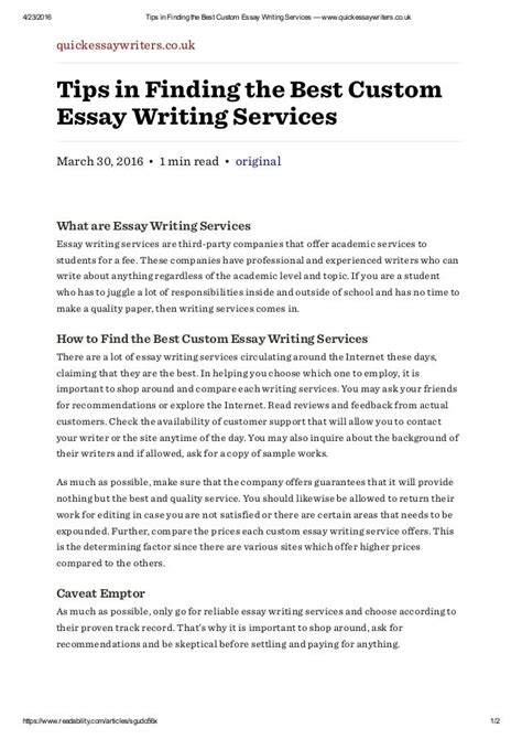 Tips In Finding The Best Custom Essay Writing Services —