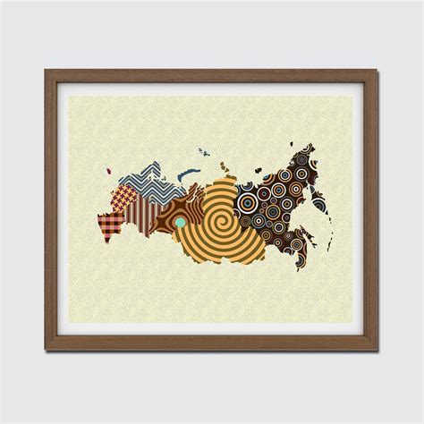 Russia Wall Decor Map Moscow Print Abstract Art