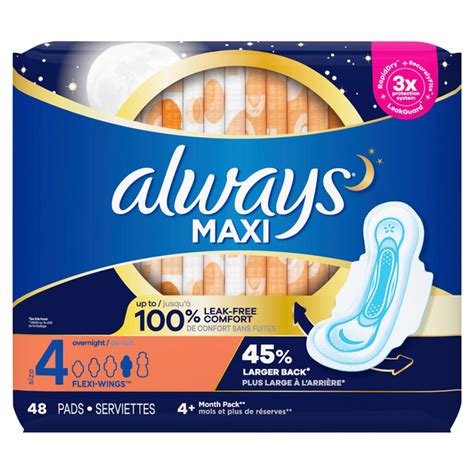 Save On Always Maxi Pads Extra Heavy Overnight With Flexi Wings Size 4