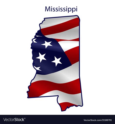 Mississippi Full American Flag Waving In The Vector Image