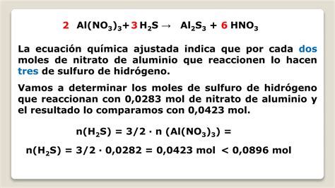 Problema Resuelto Reactivo Limitante Nitrato Aluminio Y Sulfuro De H Ppt