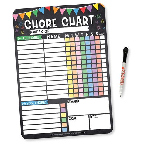 Buy Hadley Designs Colorful Chalk Dry Erase Chore Chart For Multiple