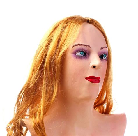 Buy Realistic Latex Mask Female Woman Face Halloween Latex Mask With Wig Lady Crossdressing