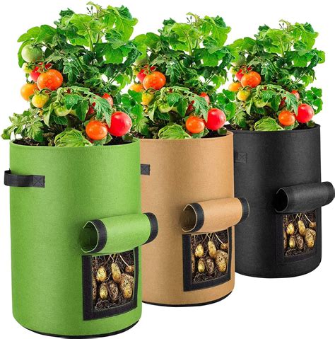 3 Pack 10 Gallon Plant Grow Bags Home Mart Potato Grow Bags With Wind