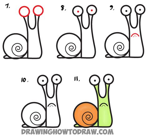 These 5 basic skills of drawing make up the components of a finished work of art when put together. How to Draw Cartoon Snail from Lowercase Letter a - Easy ...