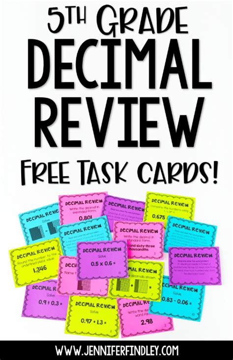 Free Decimals Review Task Cards Teaching With Jennifer Findley