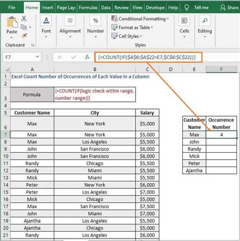 Excel Count Number Of Occurrences Of Each Value In A Column