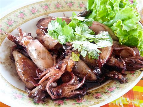 Stir Fried Squid Asia Food Stock Image Colourbox