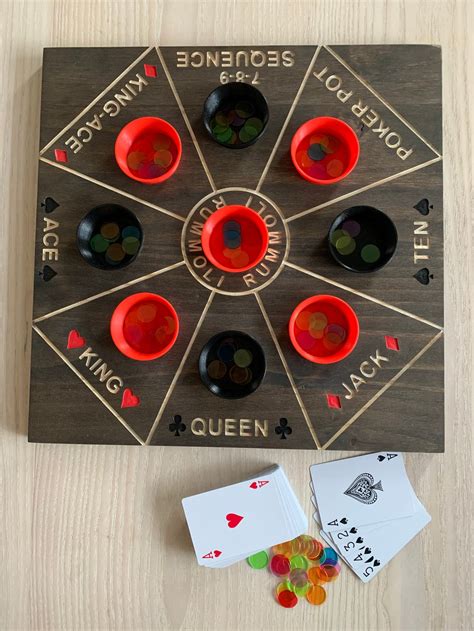 Rummoli Wooden Board Game With Removable Cups Etsy Canada